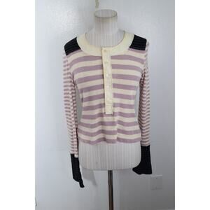 Free People We The Free Give Me Striped Henley Womens XS Long Sleeve Cuff